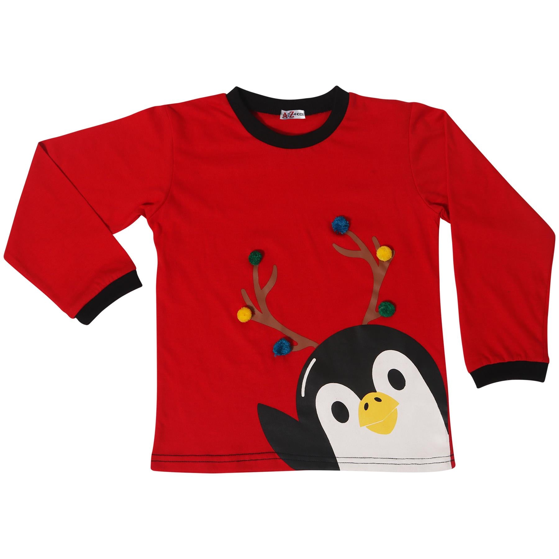 Kids Girls Boys Christmas Pyjamas Children PJs 2 Piece Penguin Set Lounge Suit