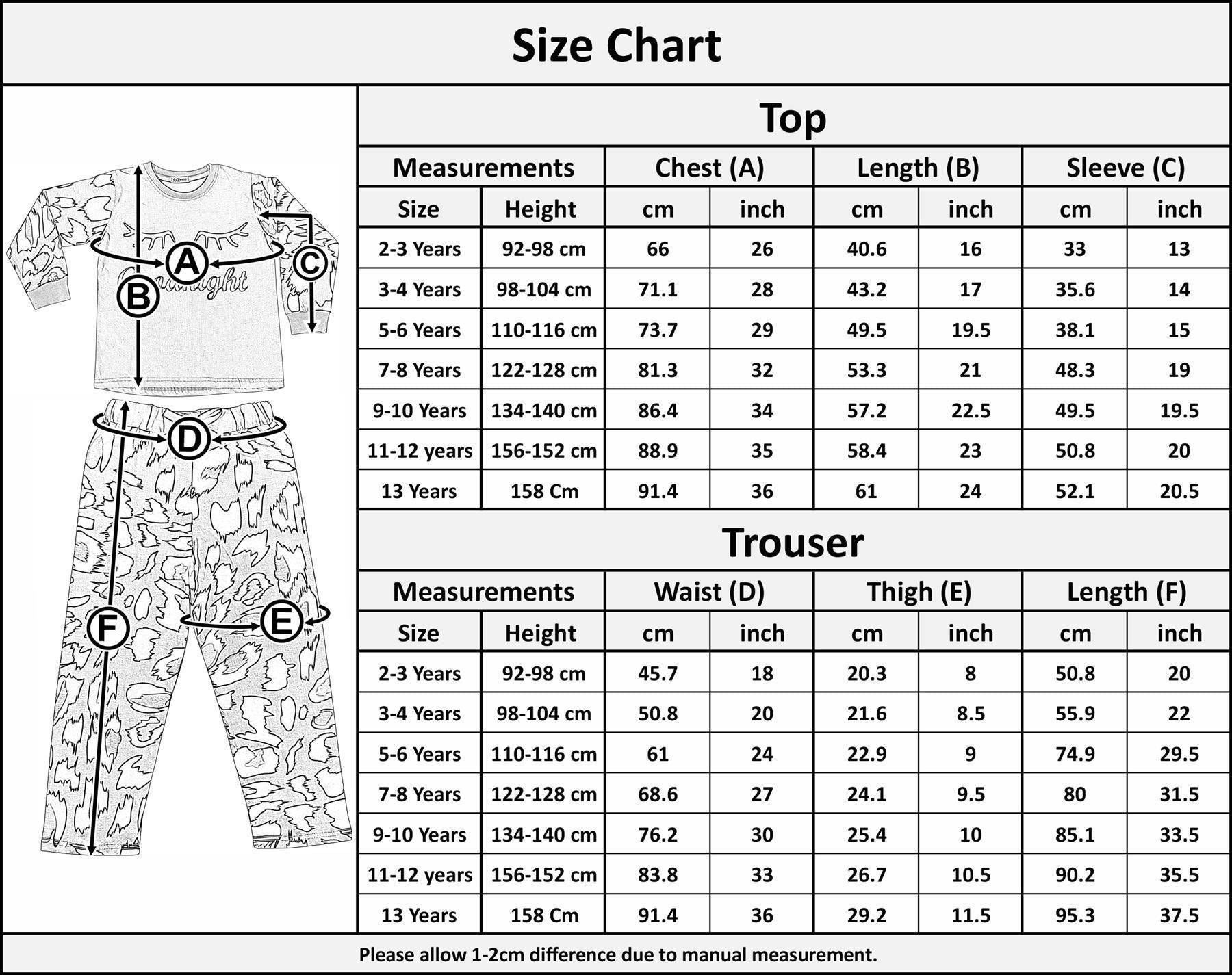 Kids Unisex Girls Boys Cars Print Pyjamas Children PJs 2 Piece Sleepwear Set