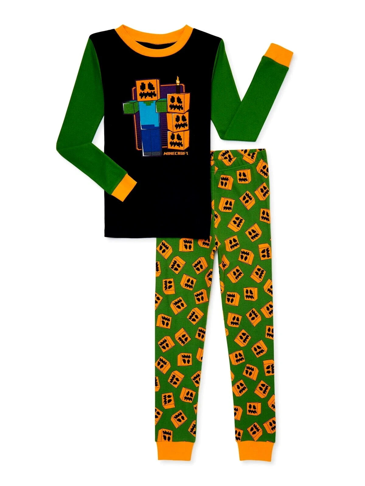 Boys Minecraft Halloween Pajamas Set Shirt Pants 4 6 8 10 NWT Creeper Pumpkins