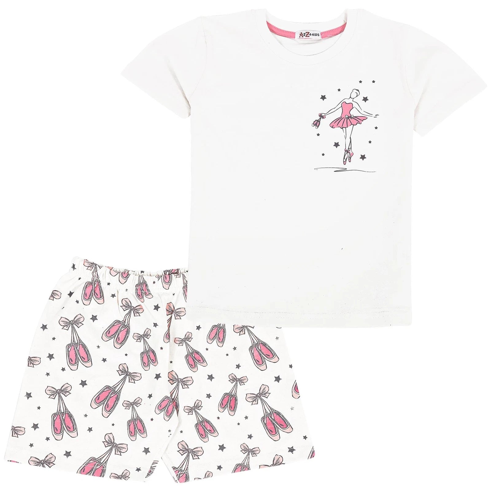 Girls Dancing Girl Print Pyjamas Children PJs Cotton Shorts Set Kids Nightwear