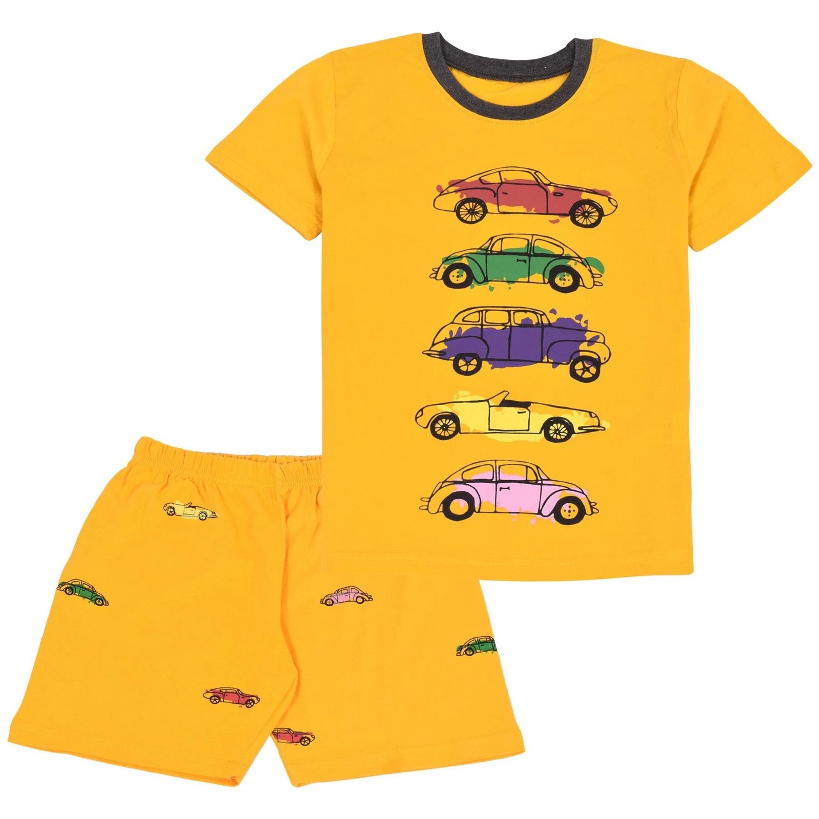 Kids Girls Boys Cars Print Pyjamas PJs 2 Piece Sleepwear Shorts Set 5-13 Yr