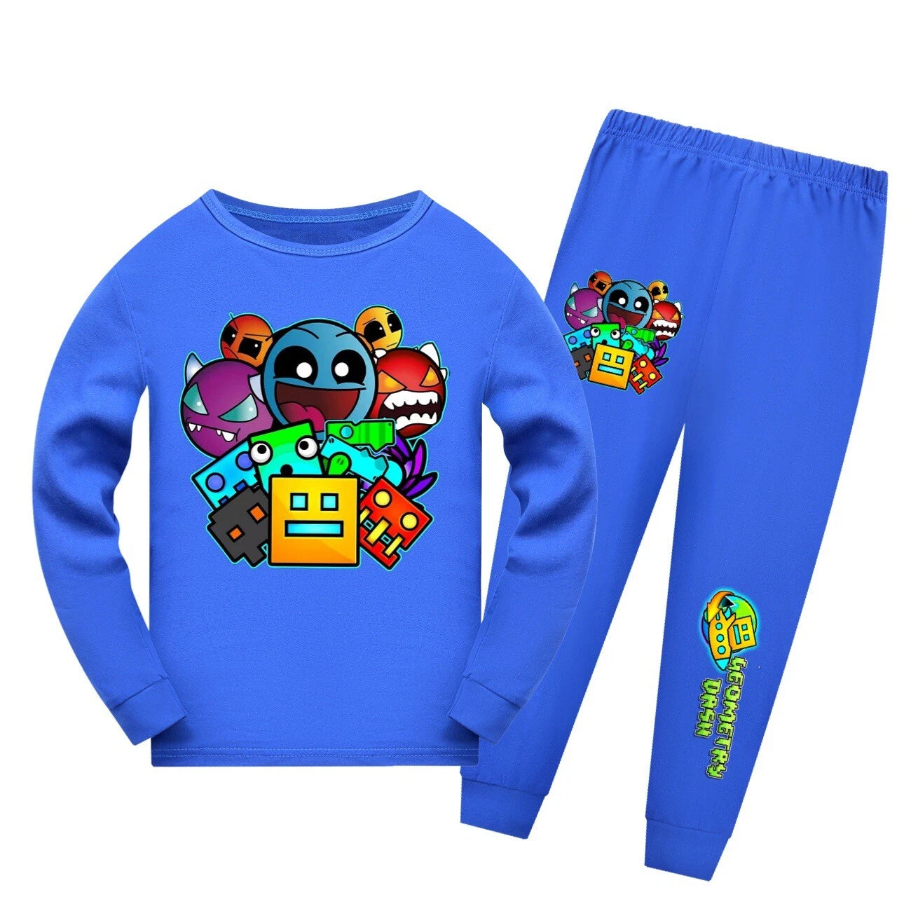 Geometry Dash 5-13 Year Old Boys' Pajama Set Girls' Round Neck Long Sleeve Set