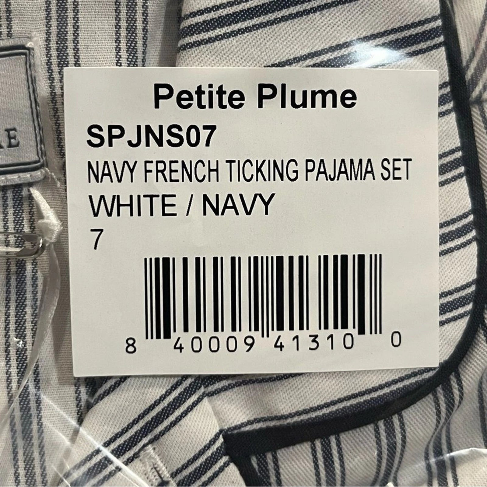 Petite Plume Navy French Ticking Cozy Cotton Blend Striped Kids Pajama Set
