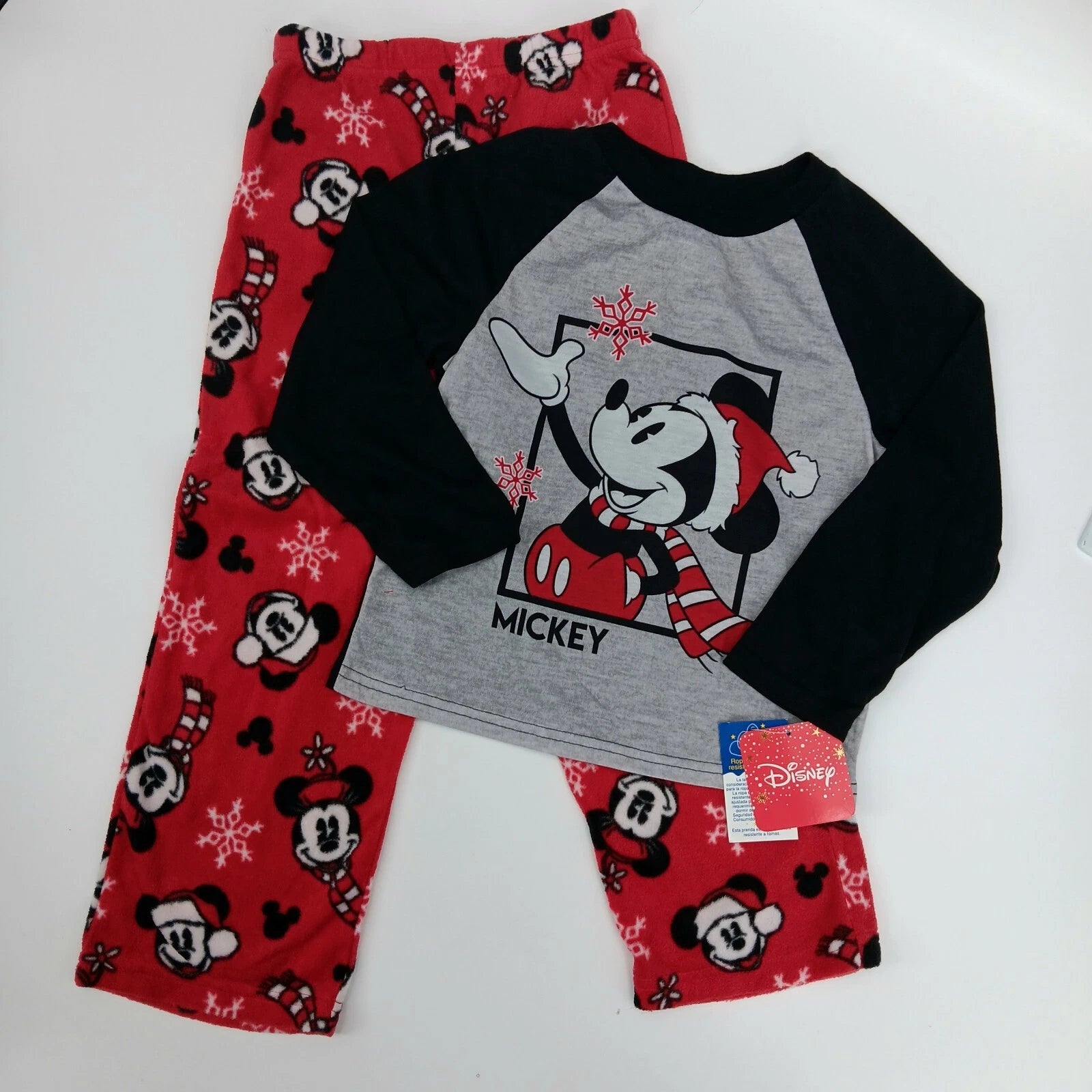 Disney Minnie and Mickey Mouse 2-Piece Christmas Pajama Set - Size 6 - AE6