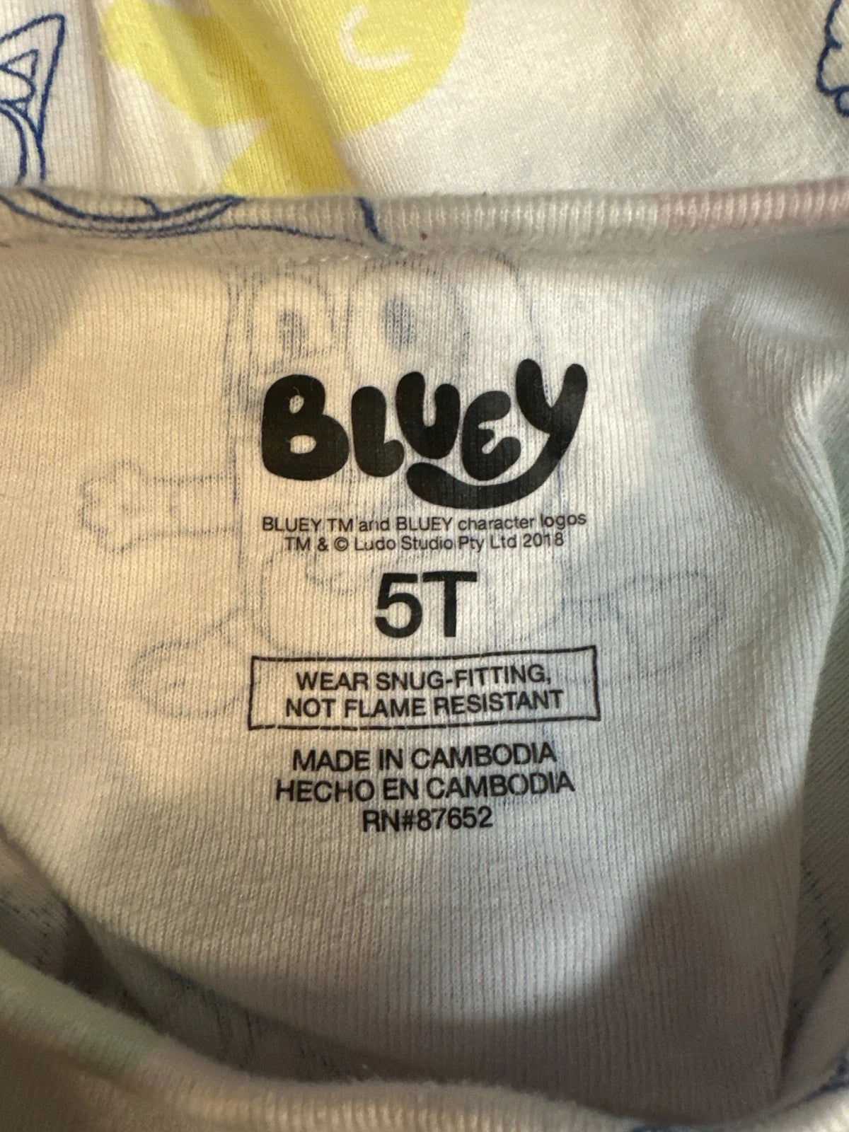 Bluey Toddler Pajamas Set 2pc Easter Size 5T Cotton Snug Fit Sleepwear