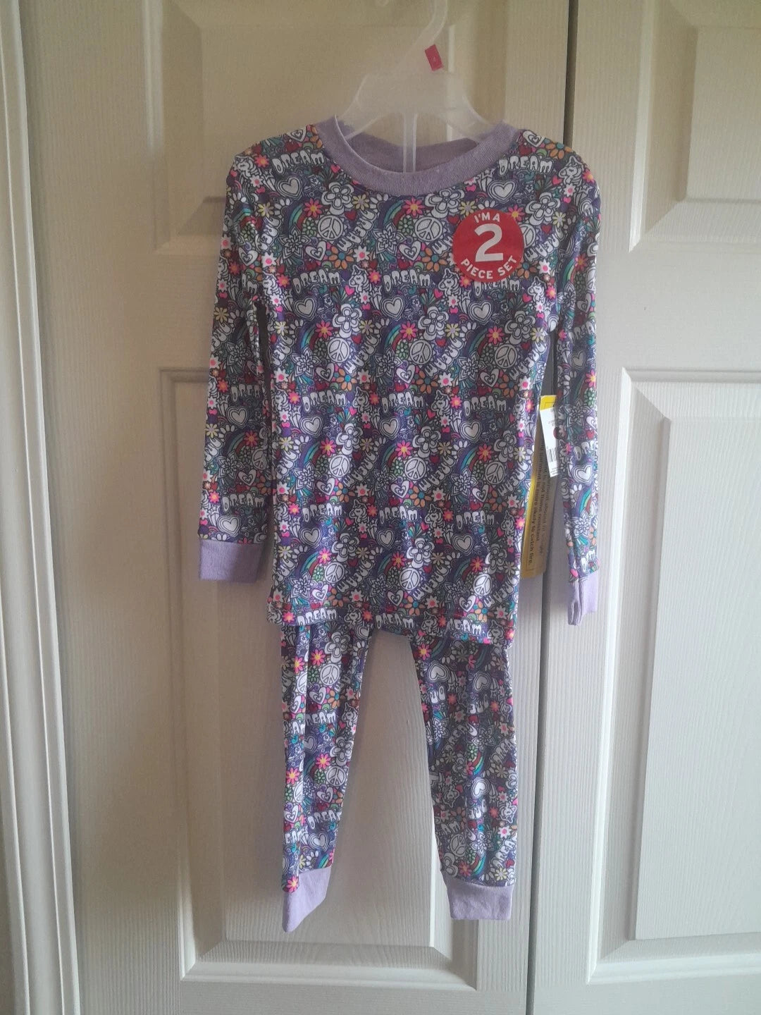 Kidgets Girls Multicolored Size 4 Snug Fit Purple Peace Pajama Sleep Set New