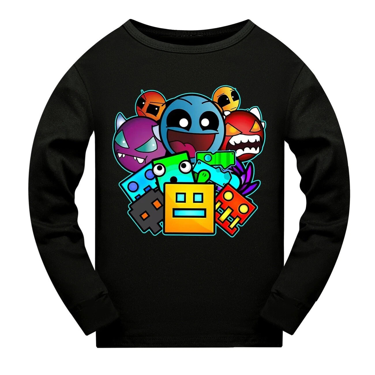 Geometry Dash 5-13 Year Old Boys' Pajama Set Girls' Round Neck Long Sleeve Set