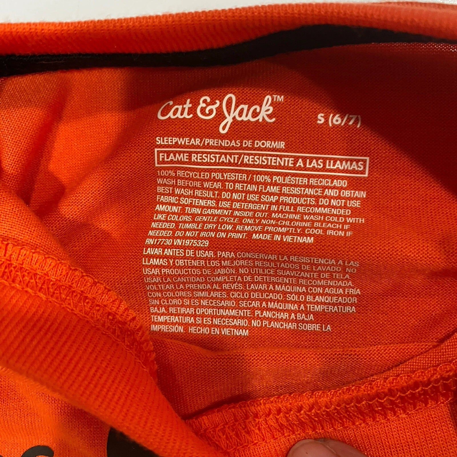 Cat & Jack Kids Halloween Pajamas Midnight Monster Crew Orange Black S,M, L