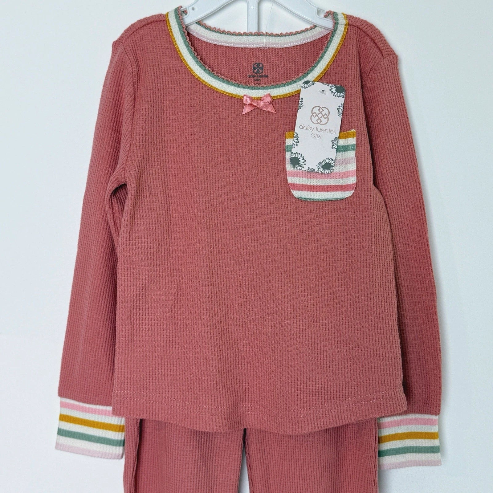 Pink Waffle Pajama Set for Girls Size 4T, Toddler Girl Pajamas