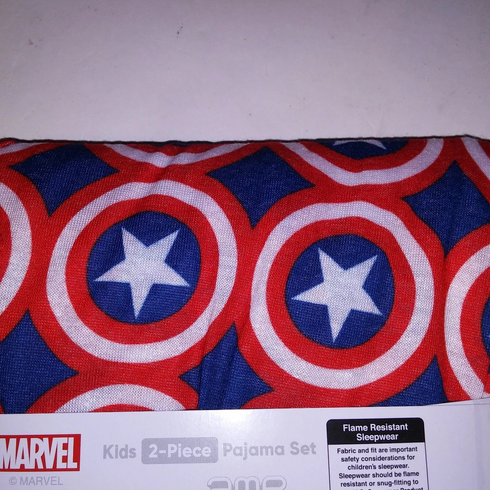 Marvel Pajama Set Kids Captain America Blue White Red Shorts Short Sleeve Sleepw