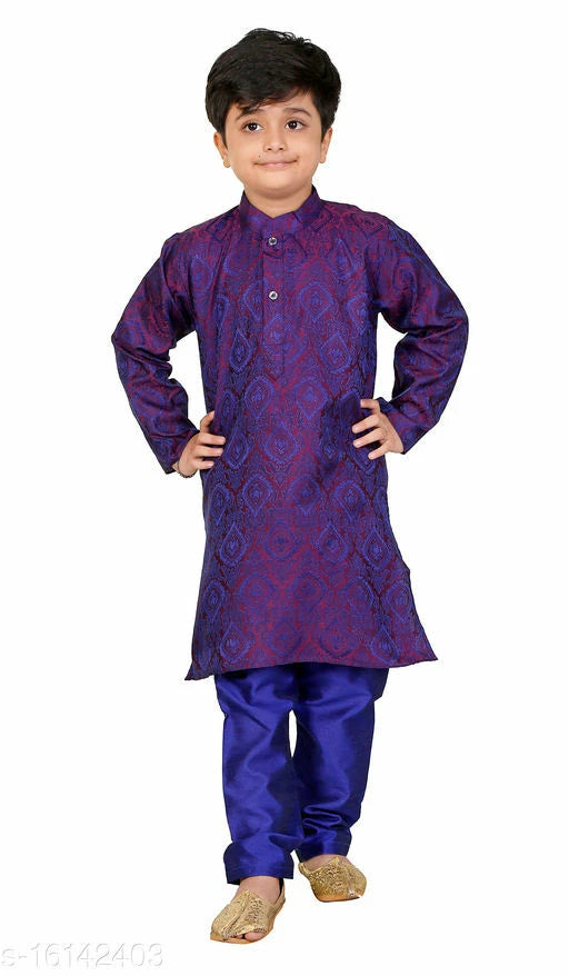 Traditional Party and Festive Wear Cotton Kurta Pajama Set for Boys Kids
