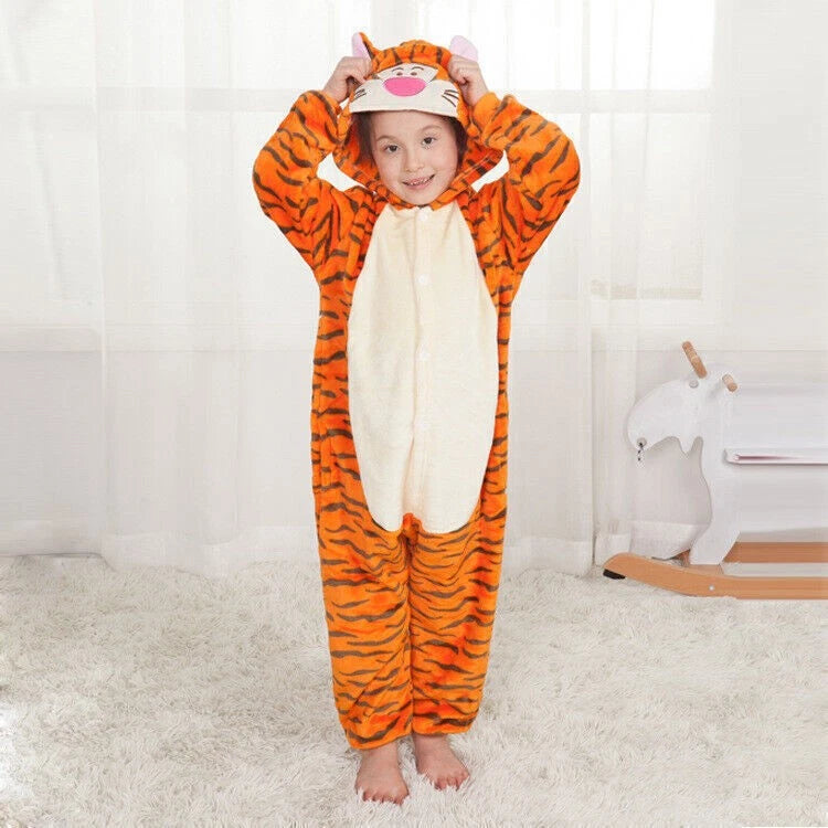 Kids Tigger Cartoon Animal Pajamas Sleepwear Party Cosplay Costume Suit UK