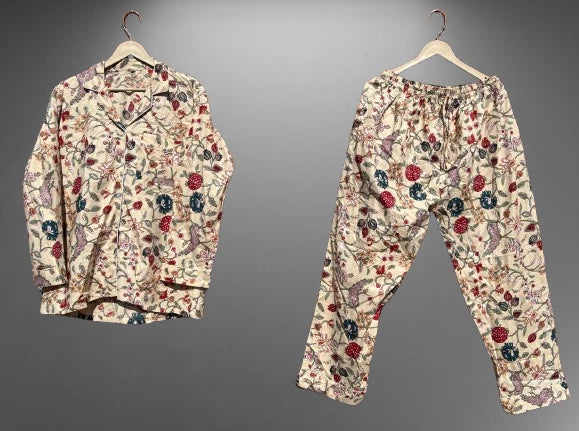 Indian Cotton Floral Print PJ Set Bridesmaid Pajama Set Women Nightwear Suit US