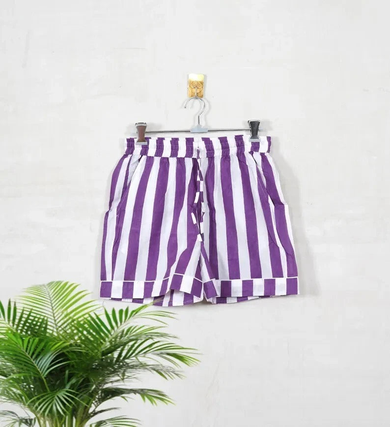 Cotton Striped Print Indian PJ Set Bridesmaid Pajama Set Women Nightwear Suit US