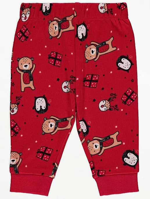 Baby Christmas Pyjamas George Red Soft Cotton 1st  Xmas Pjs Set Full Length Box