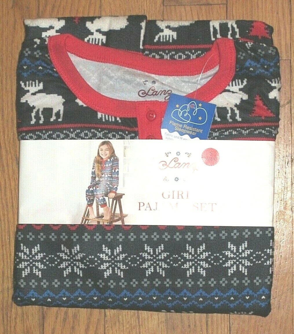 NWT Girl's Lanz 2 Piece Navy Print Pajama Set Assorted Sizes