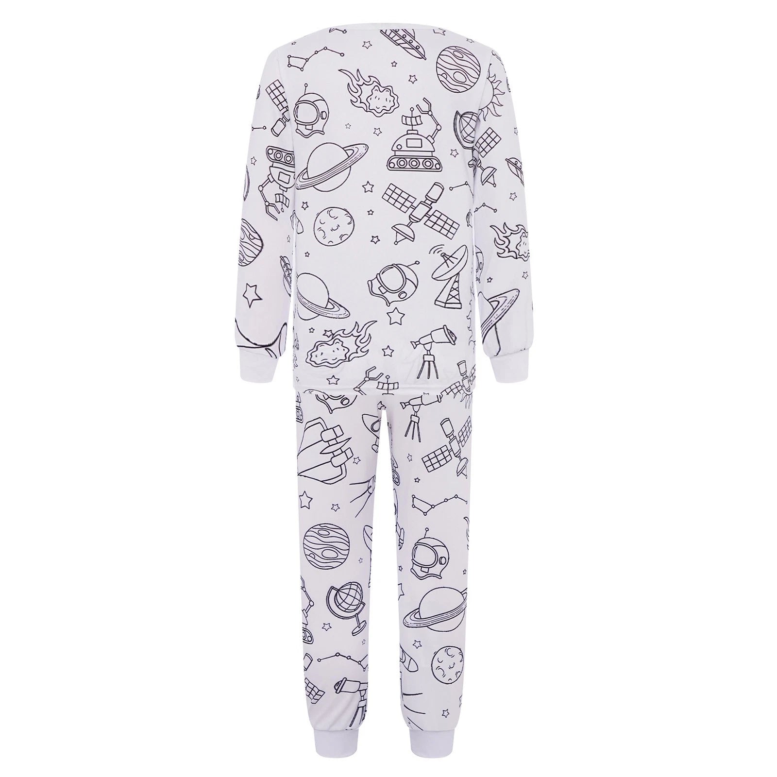 Kids Pajama Sets Hand-Painted Long Sleeve Top Elastic Waist Pants Home Sleepwear