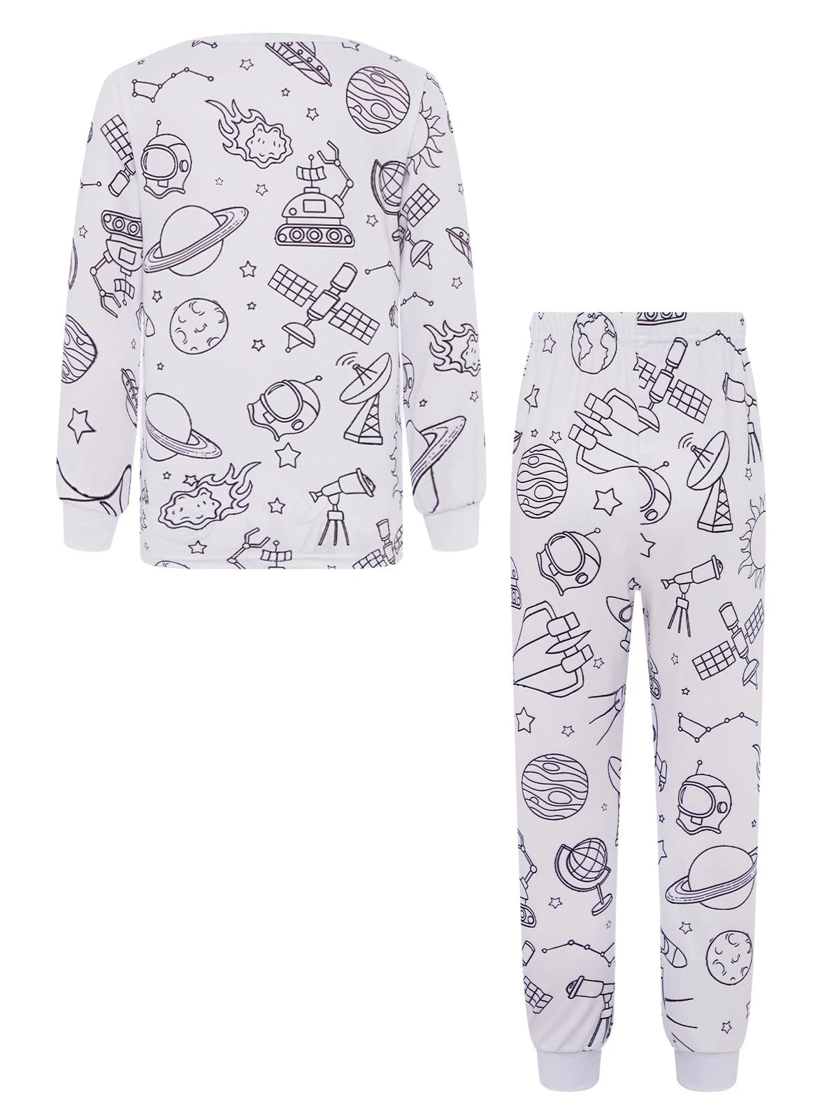 Kids Pajama Sets Hand-Painted Long Sleeve Top Elastic Waist Pants Home Sleepwear