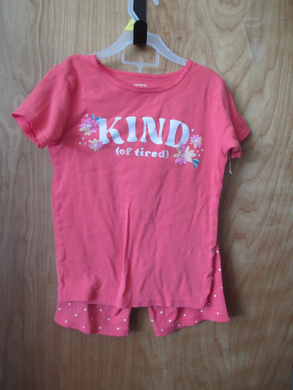 GIRLS 2 PIECE PAJAMAS SET SIZE 10 BY CARTER'S CORAL WITH POLKA DOTS