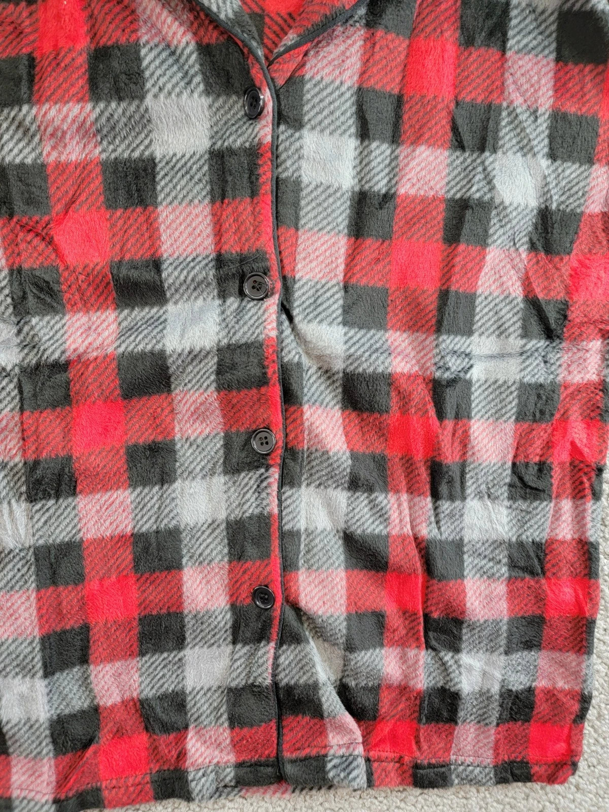 Max & Olivia Flannel Pajama Set Big Boys XL (16-18) Red Multi Plaid Button Front