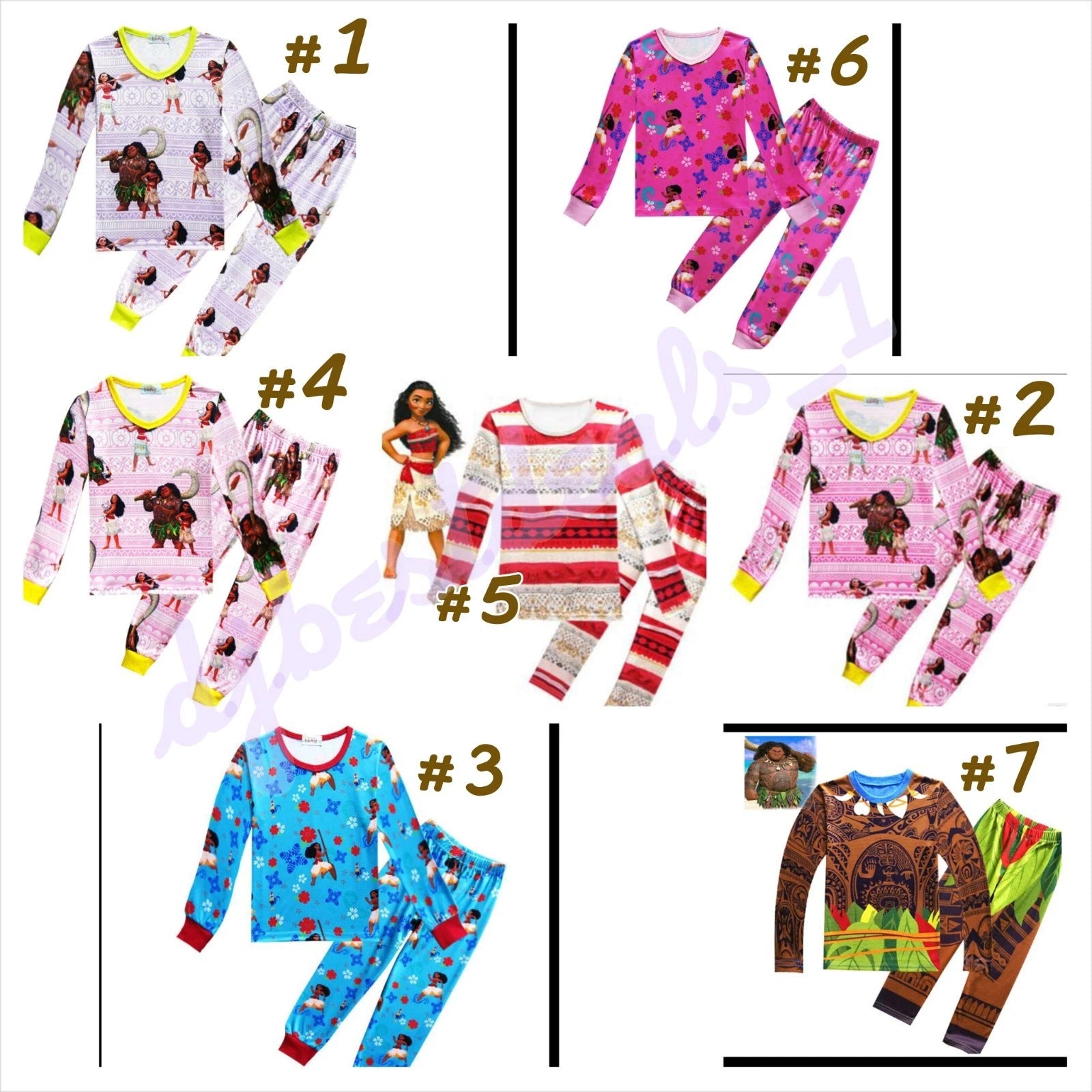 New Kids Long Sleeve Clothing Set Cartoon  Maui Pajamas light weight 4T-10