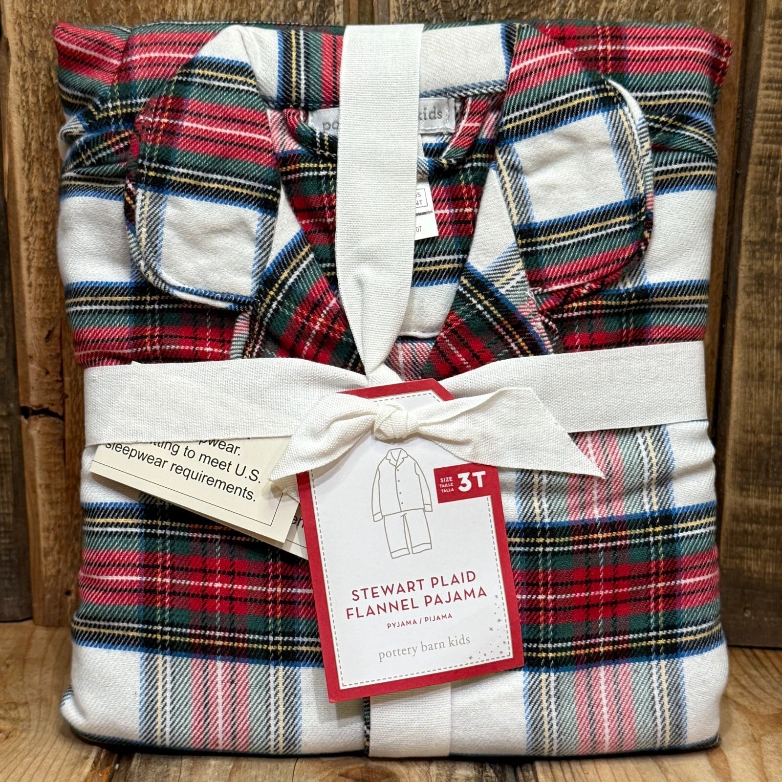 POTTERY BARN KIDS STEWART PLAID FLANNEL PAJAMA SET, SIZE 3T