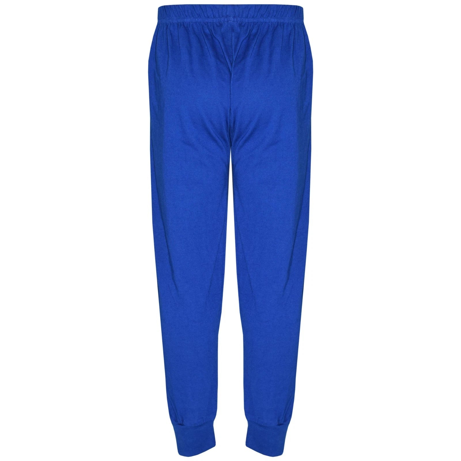 Kids Boys Girls Pjs Contrast Royal Blue Color Plain Stylish Pyjamas Set 2-13 Yr