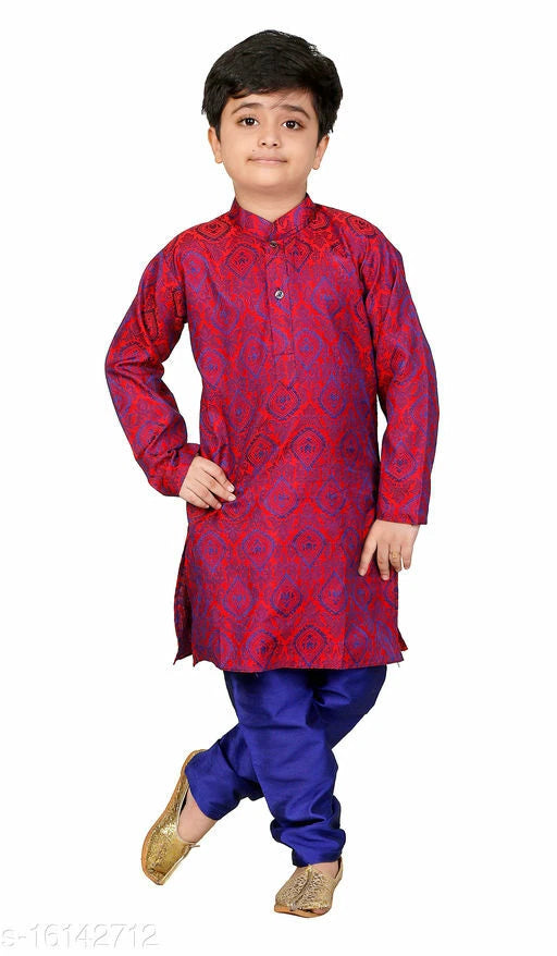 Traditional Party and Festive Wear Cotton Kurta Pajama Set for Boys Kids