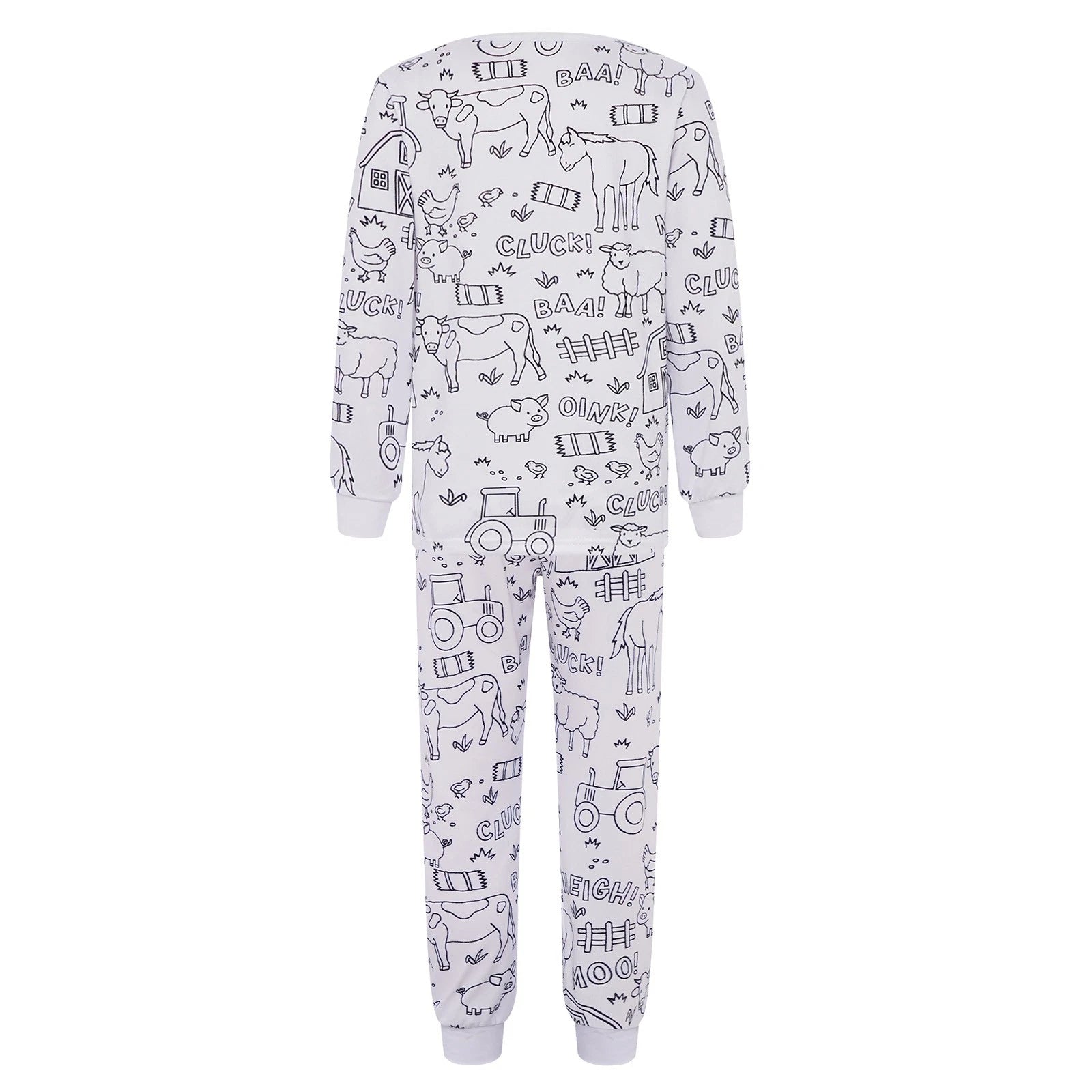 Kids Pajama Sets Hand-Painted Long Sleeve Top Elastic Waist Pants Home Sleepwear