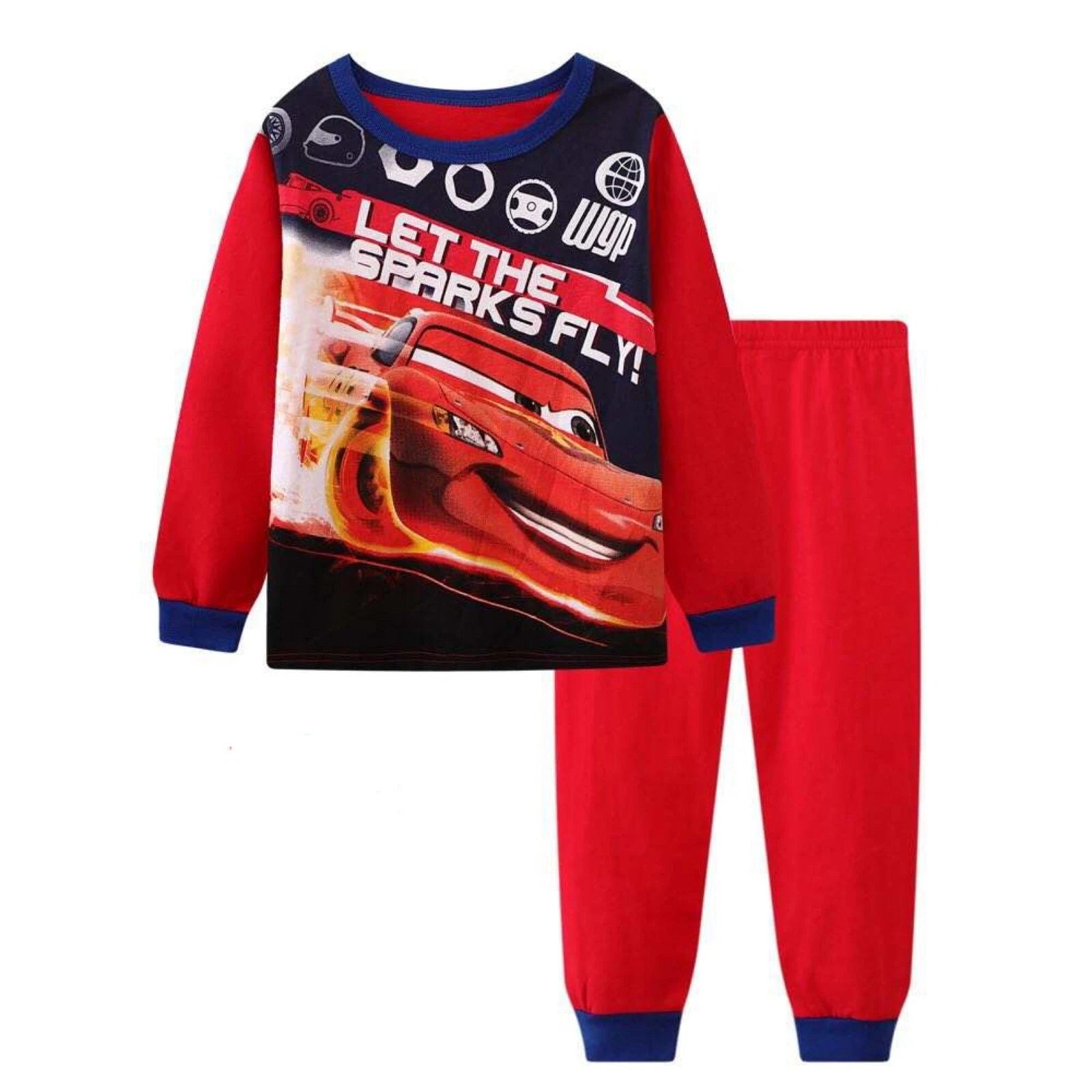 NEW Disney Cartoon Boys Print Long Sleeve 2-Piece Set Pajama