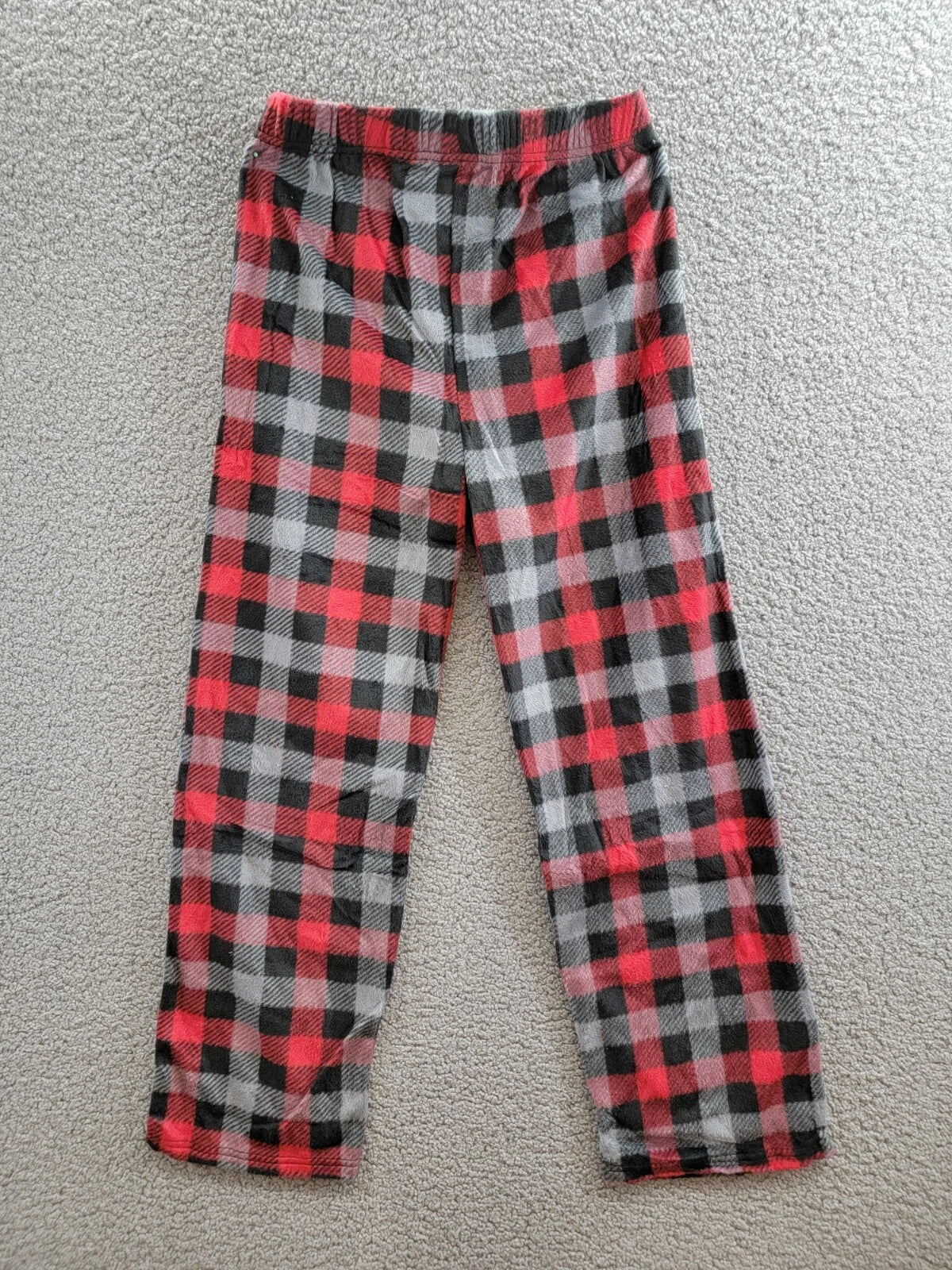 Max & Olivia Flannel Pajama Set Big Boys XL (16-18) Red Multi Plaid Button Front