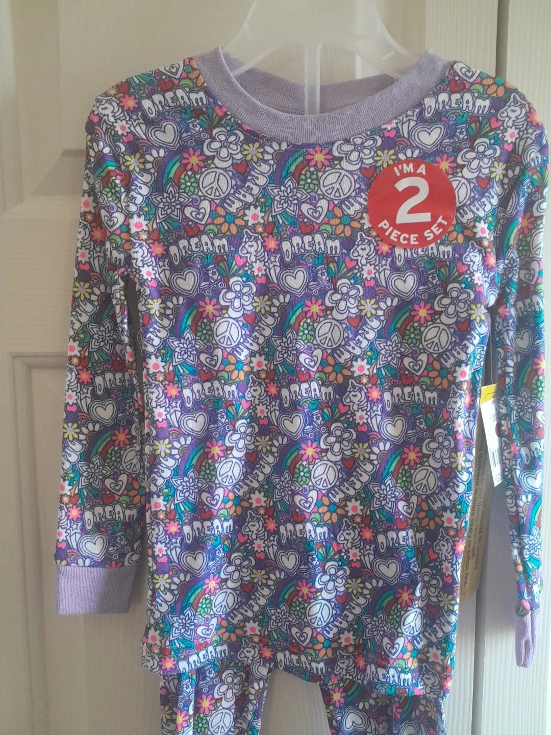 Kidgets Girls Multicolored Size 4 Snug Fit Purple Peace Pajama Sleep Set New