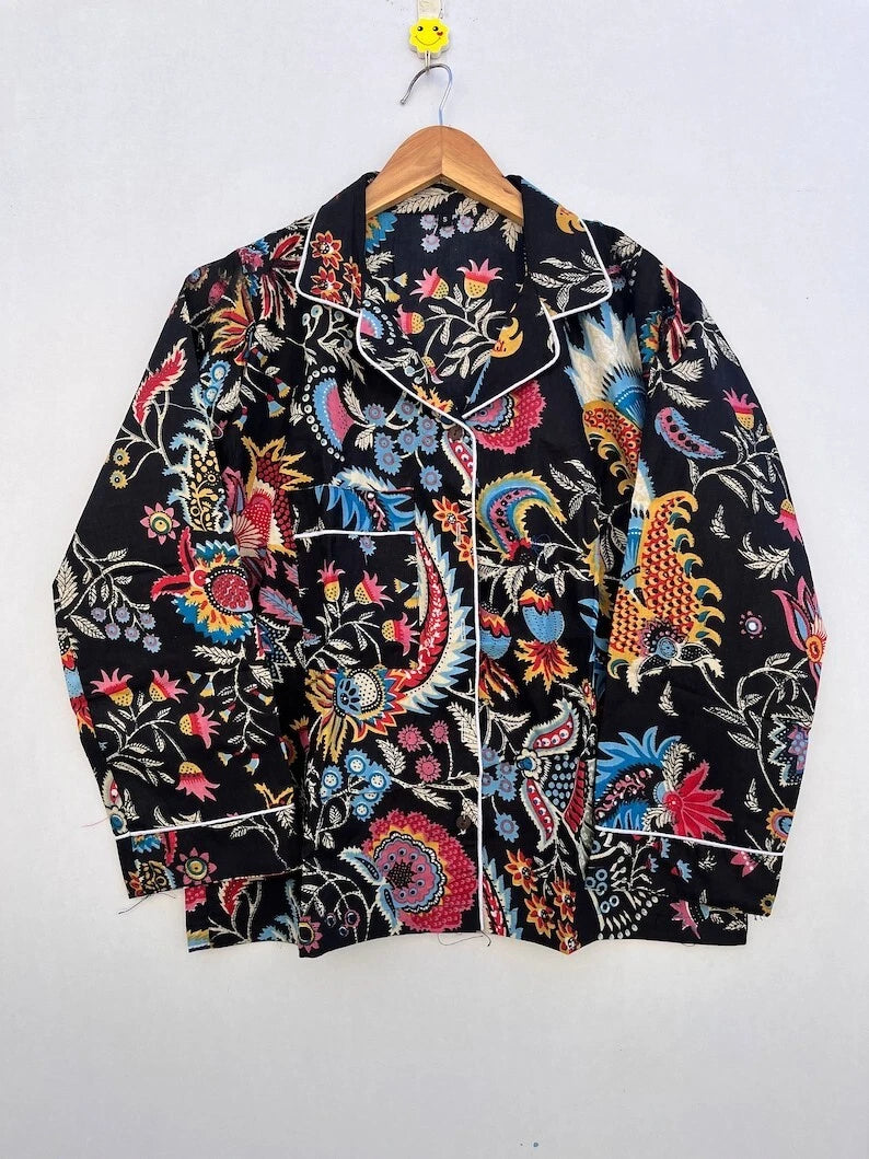 Indian 100%Cotton Floral Print PJ Set Bridesmaid Pajama Set Women Nightwear Suit