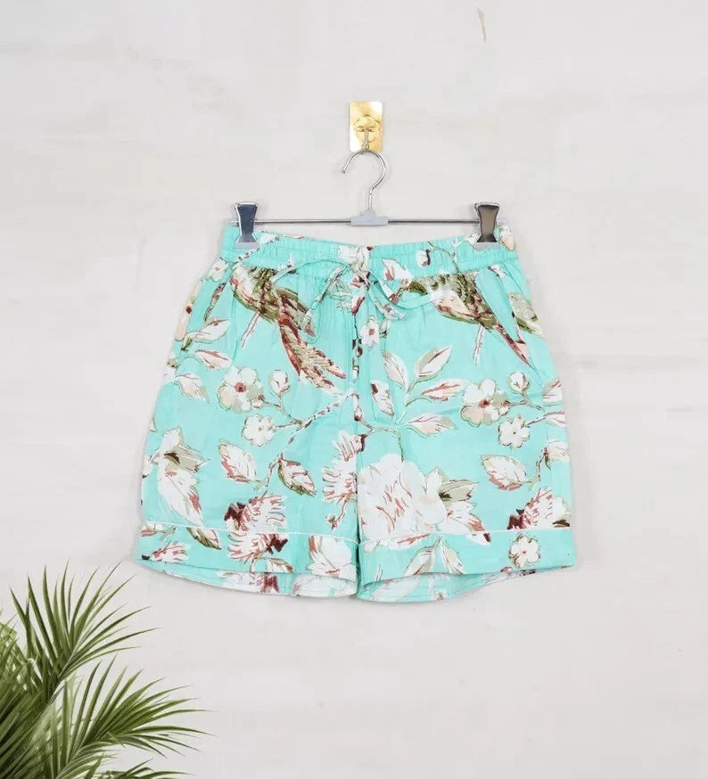 Indian Cotton Green Birds PJ Set Bridesmaid Pajama Set Women Nightwear Suits US