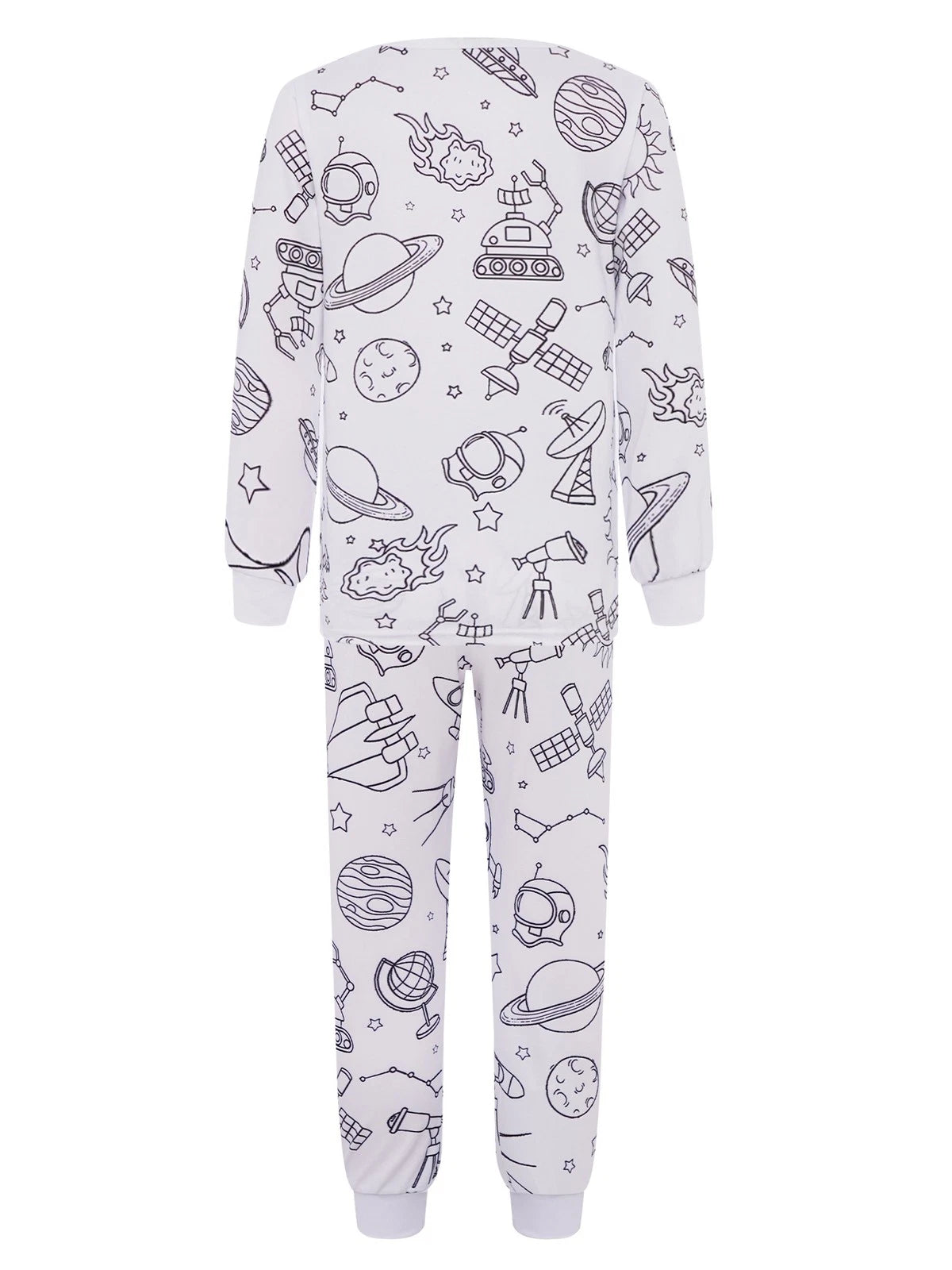 Kids Pajama Sets Hand-Painted Long Sleeve Top Elastic Waist Pants Home Sleepwear