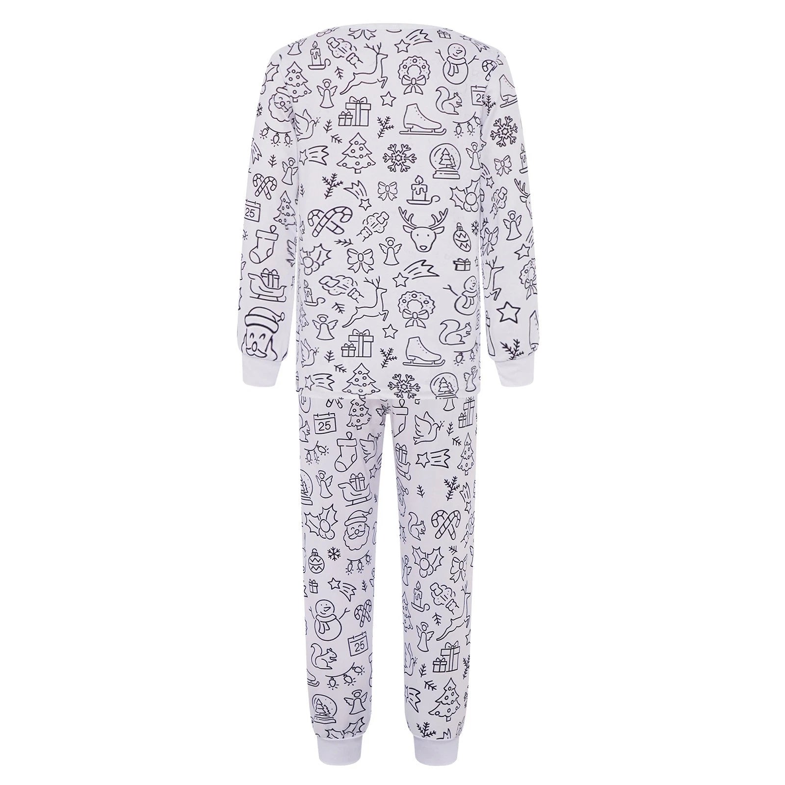 Kids Pajama Sets Hand-Painted Long Sleeve Top Elastic Waist Pants Home Sleepwear