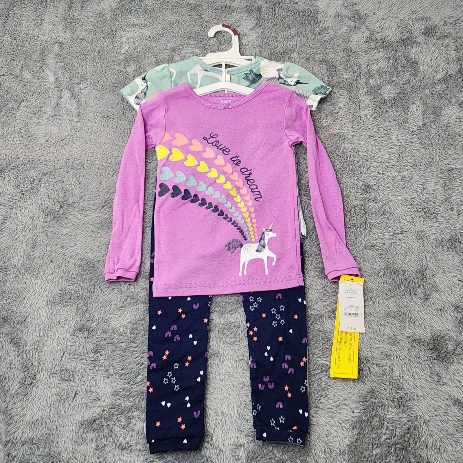 Just One You Girls 3T Unicorn Pajama Set 4-Piece Made By Carters Cotton