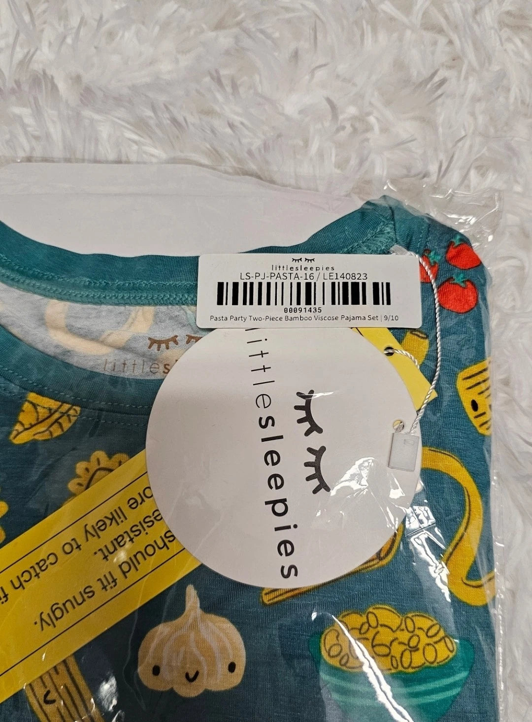 Little Sleepies PASTA PARTY Two Piece Pajama Set SIZE 9/10 NIB NEW