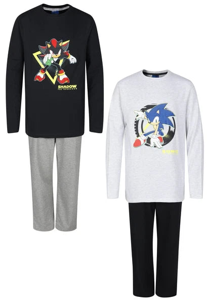 Boys Sonic Pyjamas Long Sleeve PJ Sets 6 to 15 Years Cartoon Game Night Wear