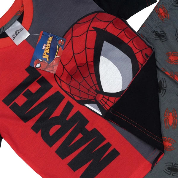 Marvel Spider-Man Pyjamas Boys Pjs Nightwear Shorts Short Sleeve Top Kids Red