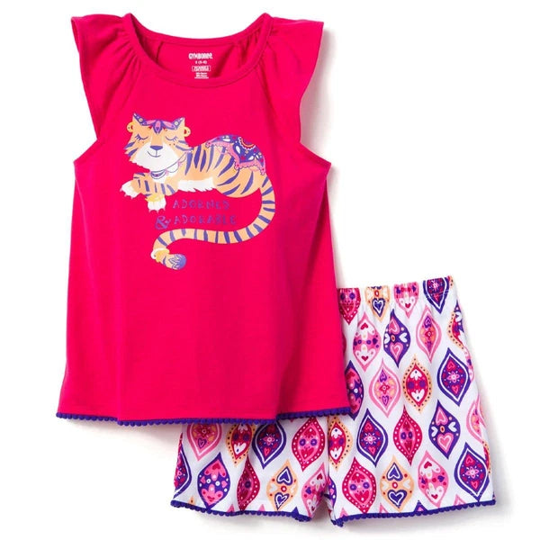 NWT Gymboree Girls Tiger Shortie Pajama Set 3, 4