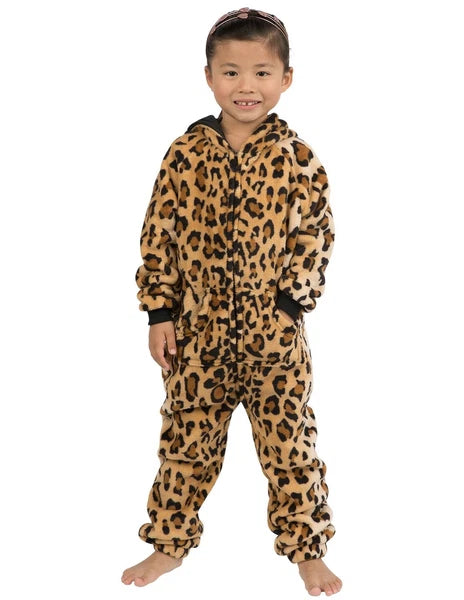 Footed Pajamas - Cheetah Spots Toddler Hoodie Footless Chenille One Piece