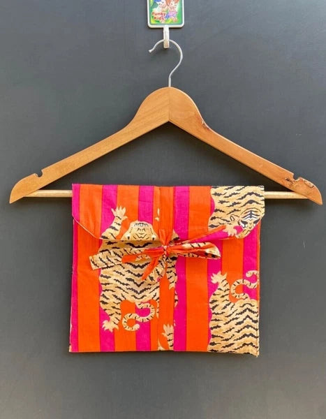 Indian Pink Tiger Striped Print Cotton Pajama Set Bridesmaid PJ Set Loose Cloths