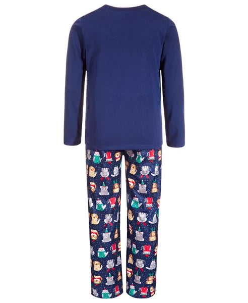 Family PJs Kids Unisex Holiday Bah Humbug Dogs 2PC Pajama Set Size XS (4-5)