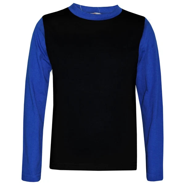 Kids Boys Girls Pjs Contrast Royal Blue Color Plain Stylish Pyjamas Set 2-13 Yr