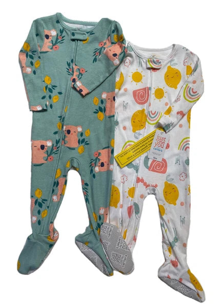 CARTER’S Just One You Baby/Toddler 2-Pk Footed Cotton Sleeper Pajama Sets; 6M-5T