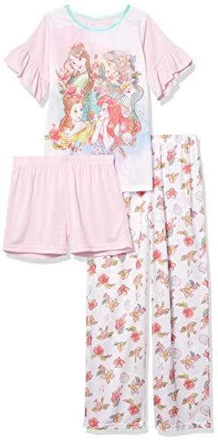 Disney Girls' Princess 3-Piece Pajama Set, Watercolors, Size 6