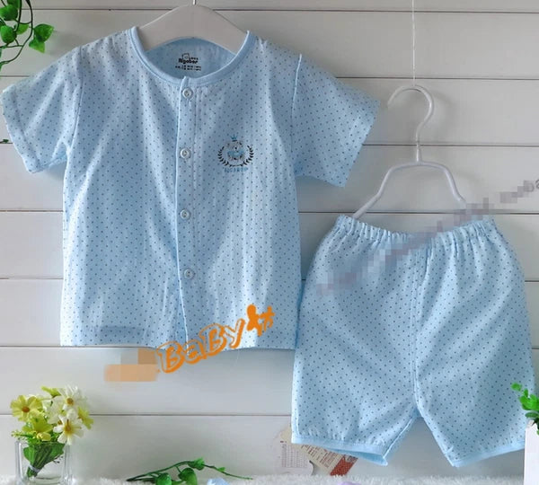 Baby Infant Kids Muslin 100% Cotton Short sleeves sleepwear Sleep Pajama Set 0