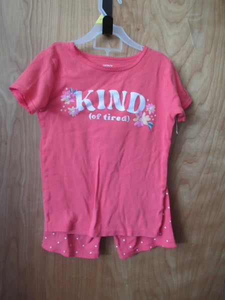 GIRLS 2 PIECE PAJAMAS SET SIZE 10 BY CARTER'S CORAL WITH POLKA DOTS