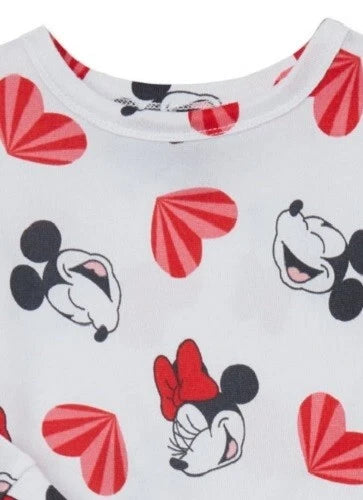 Disney~ NEW♈Kids 2 pc Pajama Set size 12 mos~white/red MINNIE MOUSE Hearts